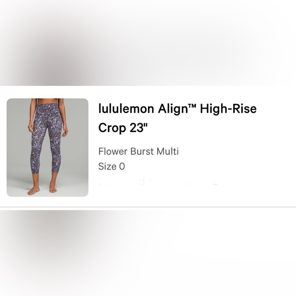 Lululemon Align High Rise Crop 23” Flower Burst Multi size 0 - Picture 6 of 6